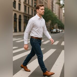 Perry Ellis Men’s Brown Leather Dress Shoes – Size 10 – Classic Lace-Up NWT